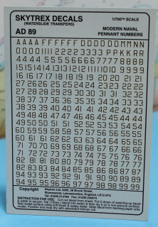 Modern naval pennnat numbers (1 p.) Skytrex Decals AD 89 1:700